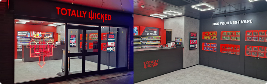 A Totally Wicked retail store with the new branding throughout the store