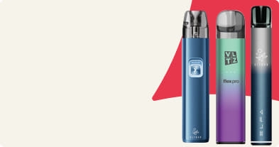 Auf der linken Seite sind Vapes gelistet. Rechts sind drei verschiedene Vapes zu sehen.